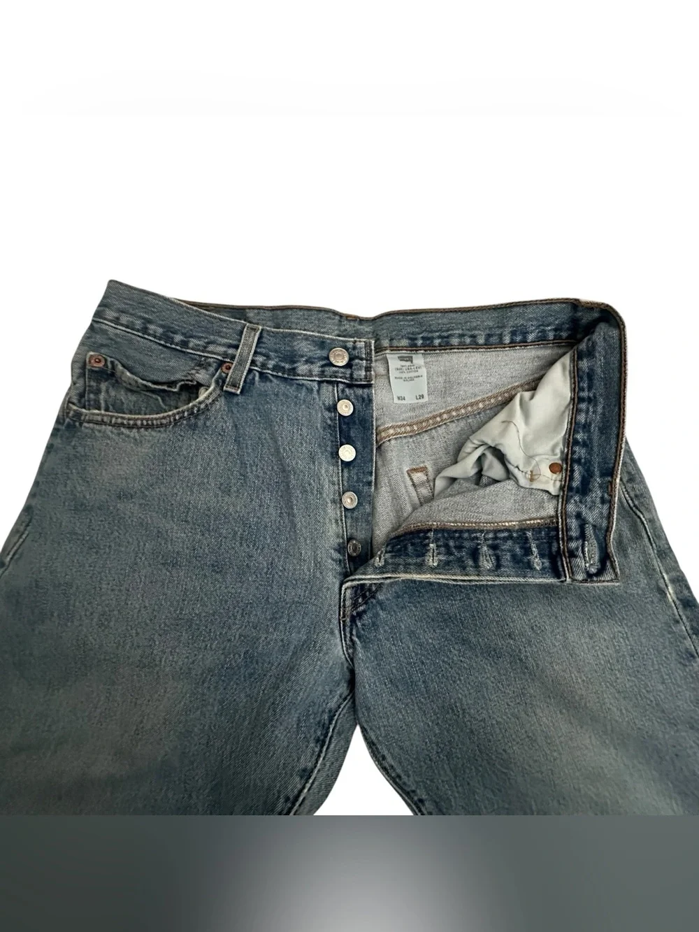 Levi's 501-0193 Straight Leg Button Fly Denim Jeans - Faded Blue 34/29